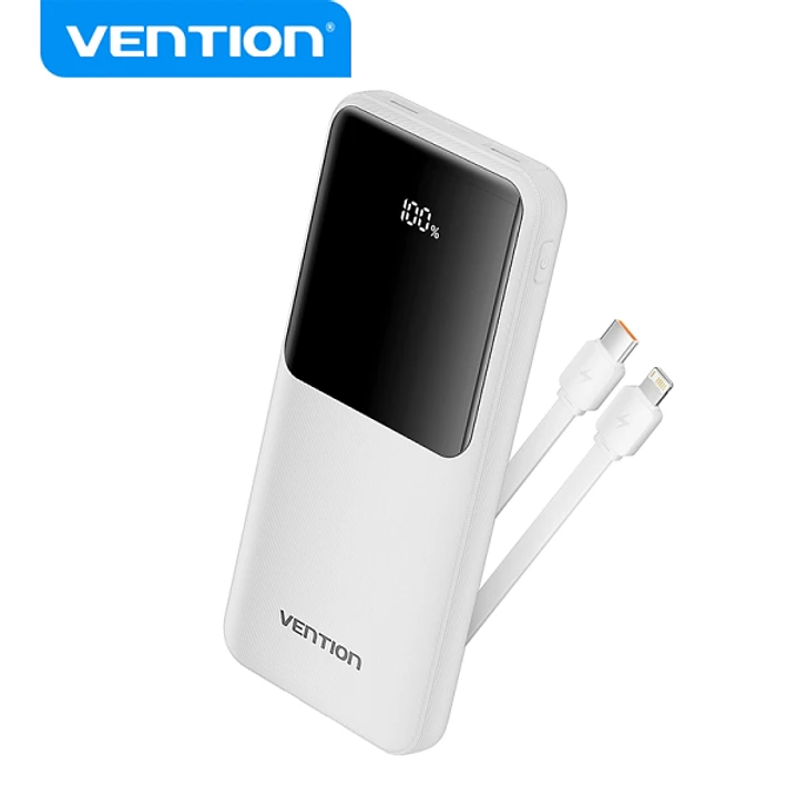 Vention Power Bank 10.000mAh - Multiples interfaces USB - Carga rapida - Salida total 3A - Color Blanco 1