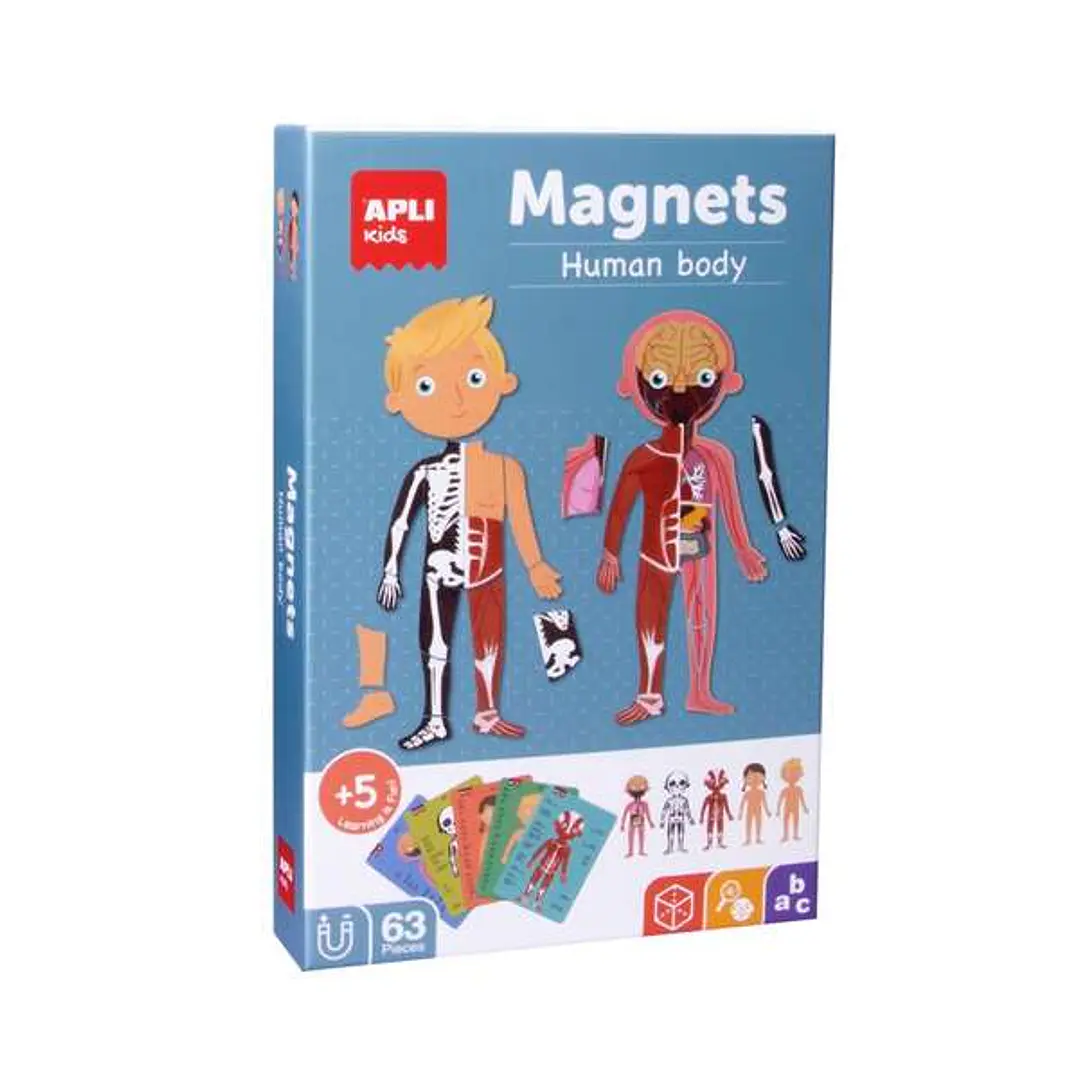 Apli Juego Magnetico del Cuerpo Humano - Ayuda a Familiarizarse con el Cuerpo Humano - 63 Piezas Magneticas y 15 Fichas - Recomendado para Niños a par 1