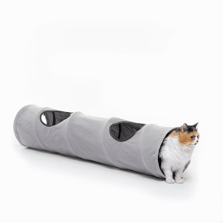 Innovagoods Funnyl Tunel Portatil para Mascotas - Plegable - Resistente al Agua - Multifuncional - 25x114cm - Color Gris 1