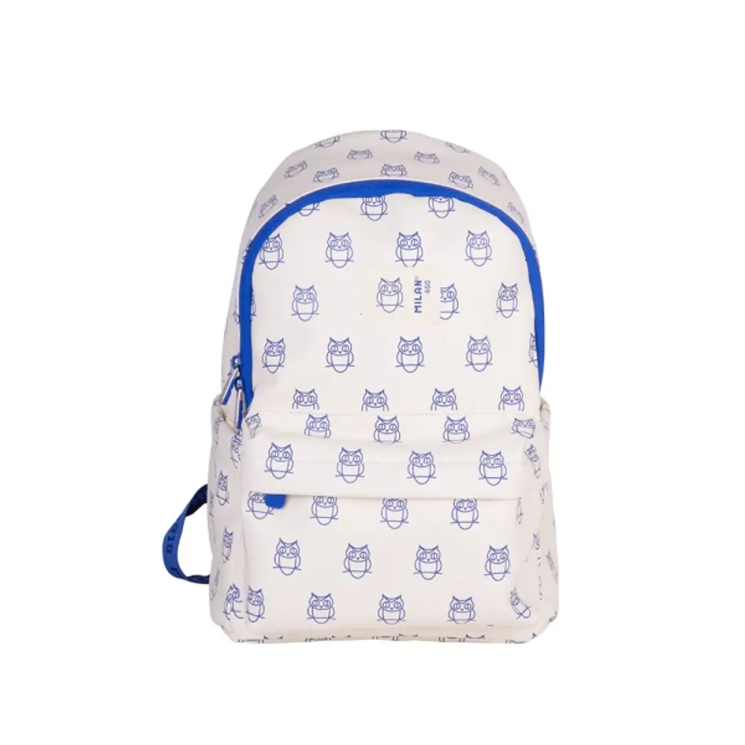 Milan Coleccion 460 Mochila Infantil Casual 9.5L - Compartimento Principal y Bolsillo Frontal con Cremalleras - 2 Bolsillos Laterales - Color Beige/Az 1
