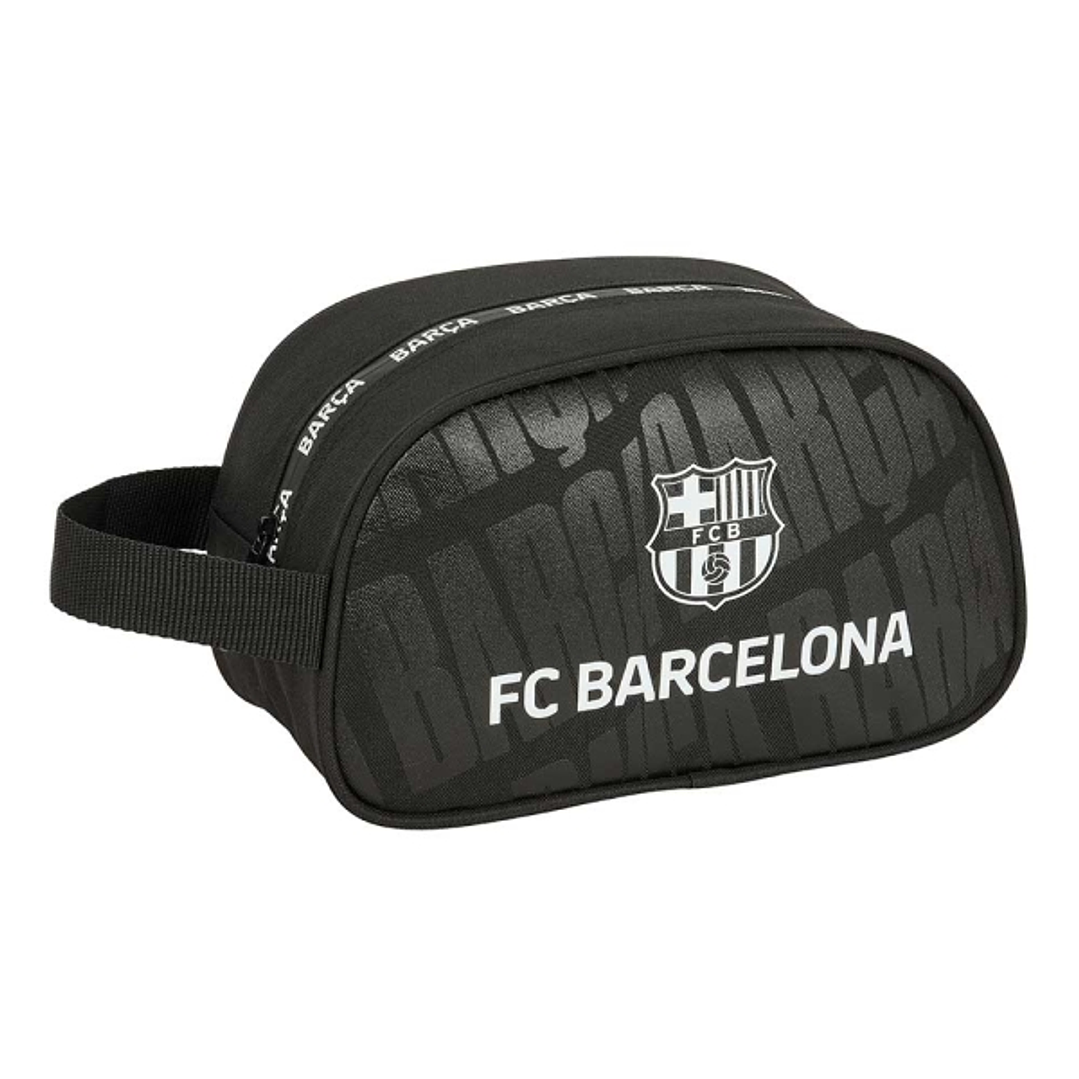 Safta F.C.Barcelona Neceser de 5L - Cremallera - Asa Lateral - Adapatable a Carro - 260x120x150mm - Color Negro 1