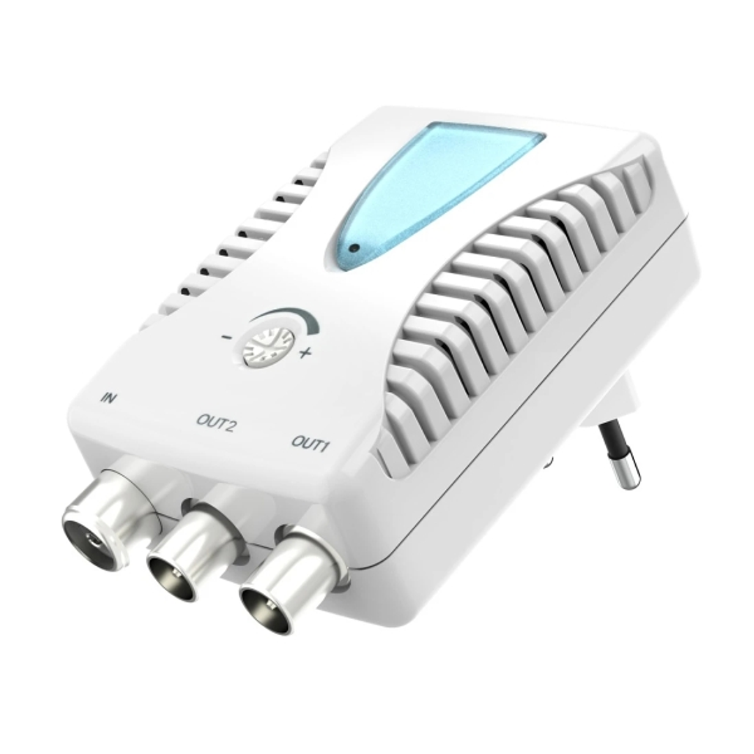 Hama Essential Amplificador de Cable de Banda Ancha - Catv - Amplificacion 22dB - Atenuacion 13dB - Salida Doble - Color Blanco 1