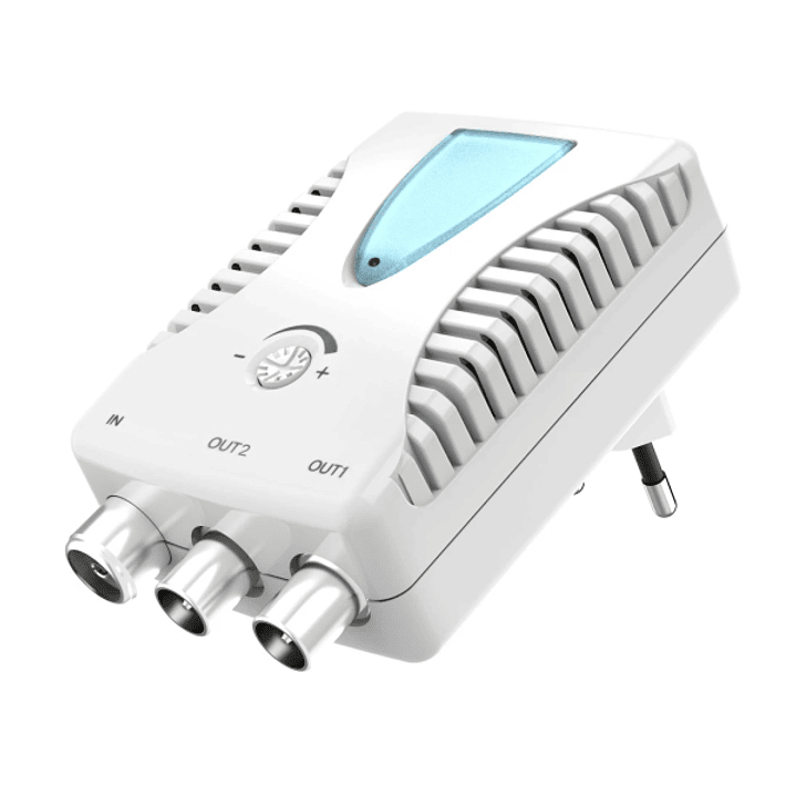 Hama Essential Amplificador de Cable de Banda Ancha - Catv - Amplificacion 22dB - Atenuacion 13dB - Salida Doble - Color Blanco 1