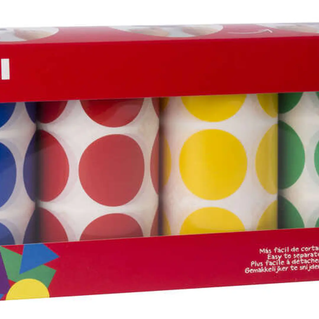 Apli Gomets Redondos Ø 33mm - Pack de 4 Rollos con 2832 Gomets - Adhesivo Permanente - Ideal para Desarrollar Habilidades en Guarderias 1