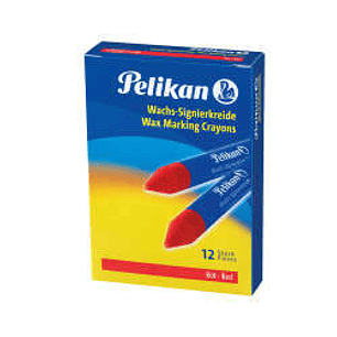 Pelikan Pack de 12 Ceras para Marcar - Punta Resistente - Ideal para Resaltar Textos - Color Rojo