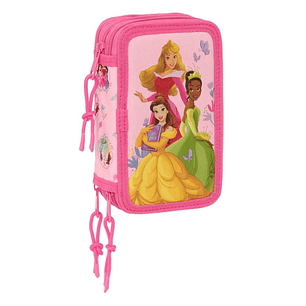 Safta Princesas Disney Plumier de 3 Pisos - 37 Piezas - 1.3L - Goma - Lapiz - Boligrafos - Sacapuntas - Reglas - 16 Colores - 14 Rotuladores - 125x55x