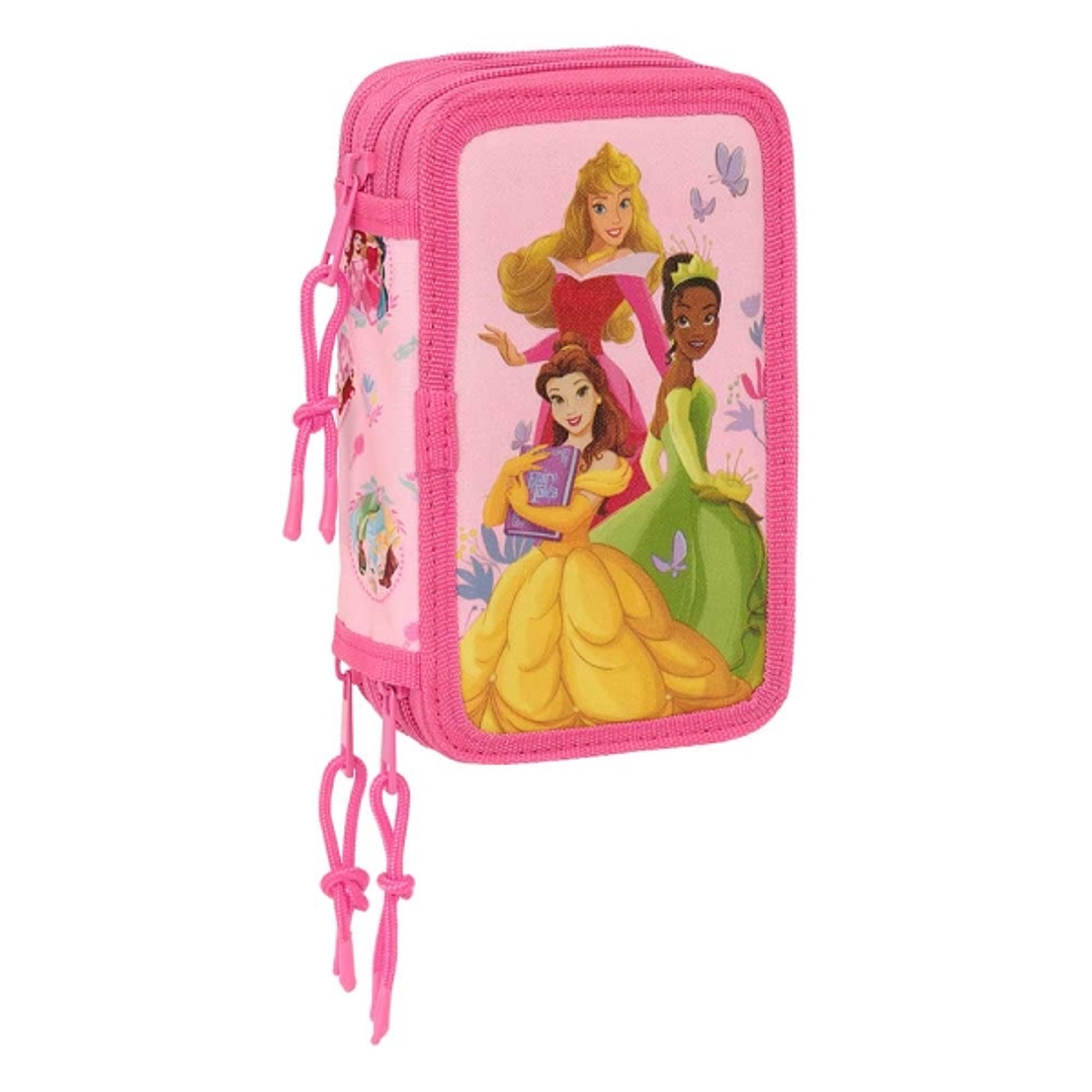 Safta Princesas Disney Plumier de 3 Pisos - 37 Piezas - 1.3L - Goma - Lapiz - Boligrafos - Sacapuntas - Reglas - 16 Colores - 14 Rotuladores - 125x55x 1