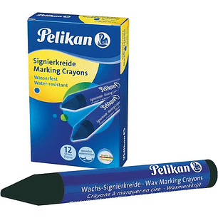 Pelikan Pack de 12 Ceras para Marcar - Resistente al Agua - Facil de Borrar - Ideal para Resaltar Texto - Color Negro