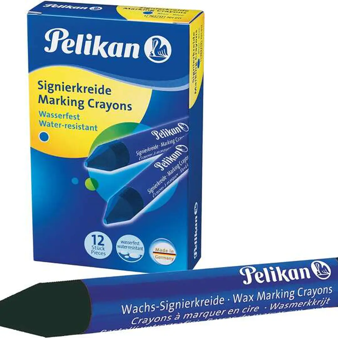 Pelikan Pack de 12 Ceras para Marcar - Resistente al Agua - Facil de Borrar - Ideal para Resaltar Texto - Color Negro 1