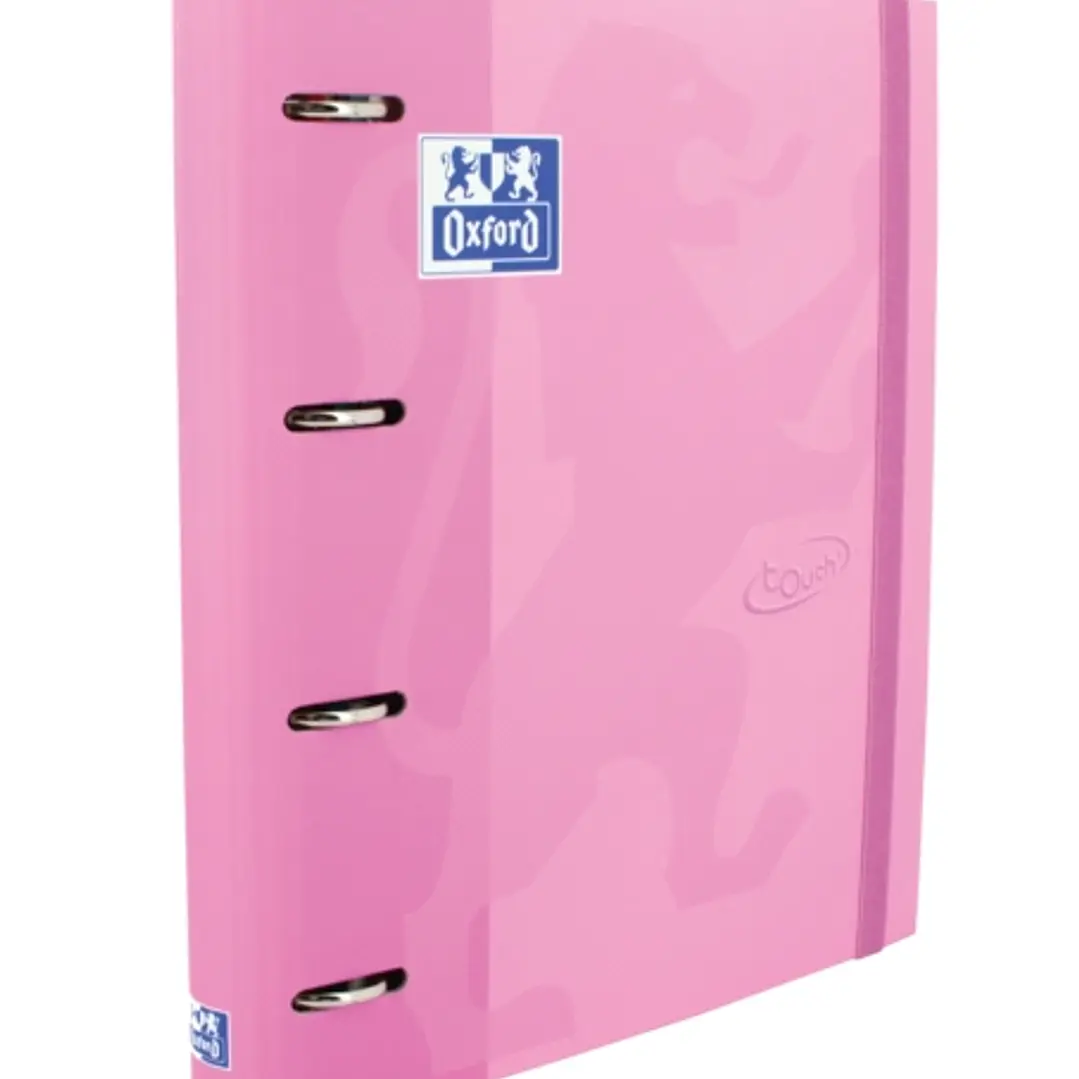 Oxford Touch A4+ Europeanbinder - Tapa Extradura Resistente - Lomo de 45mm - Anillas 4Dx35mm - Recambio 5x5 Incluido - Color Fucsia Pastel 1