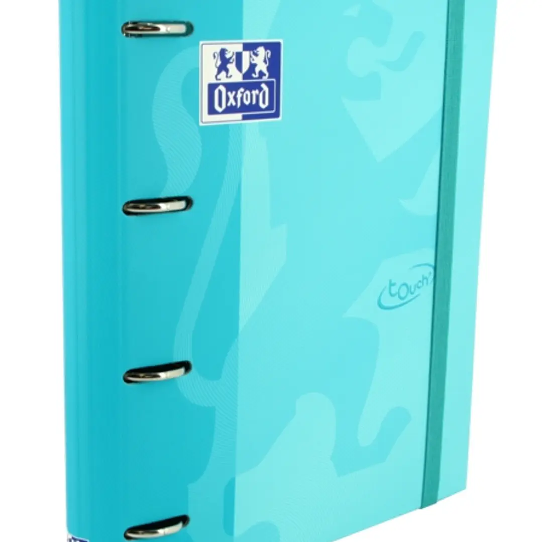 Oxford Europeanbinder Touch A4+ Carpeta de Anillas con Recambio Cuadricula 5x5 - Tapa Extradura - Cierre con Goma Elastica - Color Azul Pastel 1