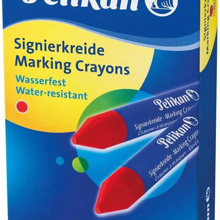 Pelikan Pack de 12 Ceras para Marcar - Resistente al Agua - Facil de Borrar - Ideal para Resaltar Texto - Color Rojo 1