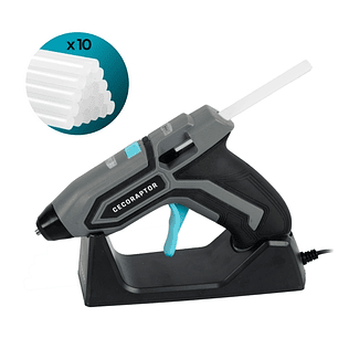 Cecotec CecoRaptor Perfect Fix 360 X?Treme Pistola de Cola Termofusible - Autonomia 30min - Base de Carga - Bateria 1.5Ah 3.7V - Incluye 10 Barras - A
