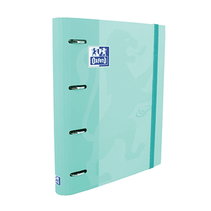 Oxford Europeanbinder Touch A4+ Carpeta de Anillas con Recambio Cuadricula 5x5 - Tapa Extradura - Cierre con Goma Elastica - Color Ice Mint Pastel