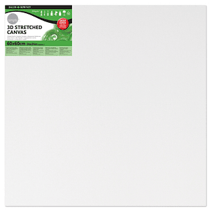 Daler Rowney Simply Bastidor Entelado 3D - 60x60cm - Imprimacion Triple - Grano Medio - 100% Algodon sin Acido - 250g - Color Blanco
