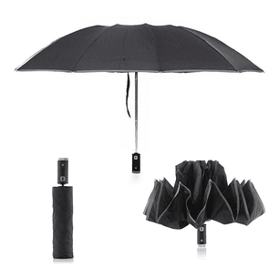 Innovagoods Folbrella Paraguas de Cierre Inverso con Luz LED - Reflectante - Antigoteo - Compacto - Ligero - Color Negro y Gris