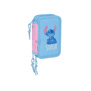 Safta Stitch Bright Plumier de 3 Pisos - 37 Piezas - 1.3L - Goma - Lapiz - Boligrafos - Sacapuntas - Reglas - 16 Colores - 14 Rotuladores - 125x55x195