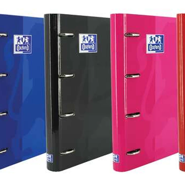 Oxford Europeanbinder Classic Carpeta de 4 Anillas Formato A4+ con Recambio Cuadriculado 5x5mm y 4 Taladros - Cierre con Goma Elastica - Colores Surti 1