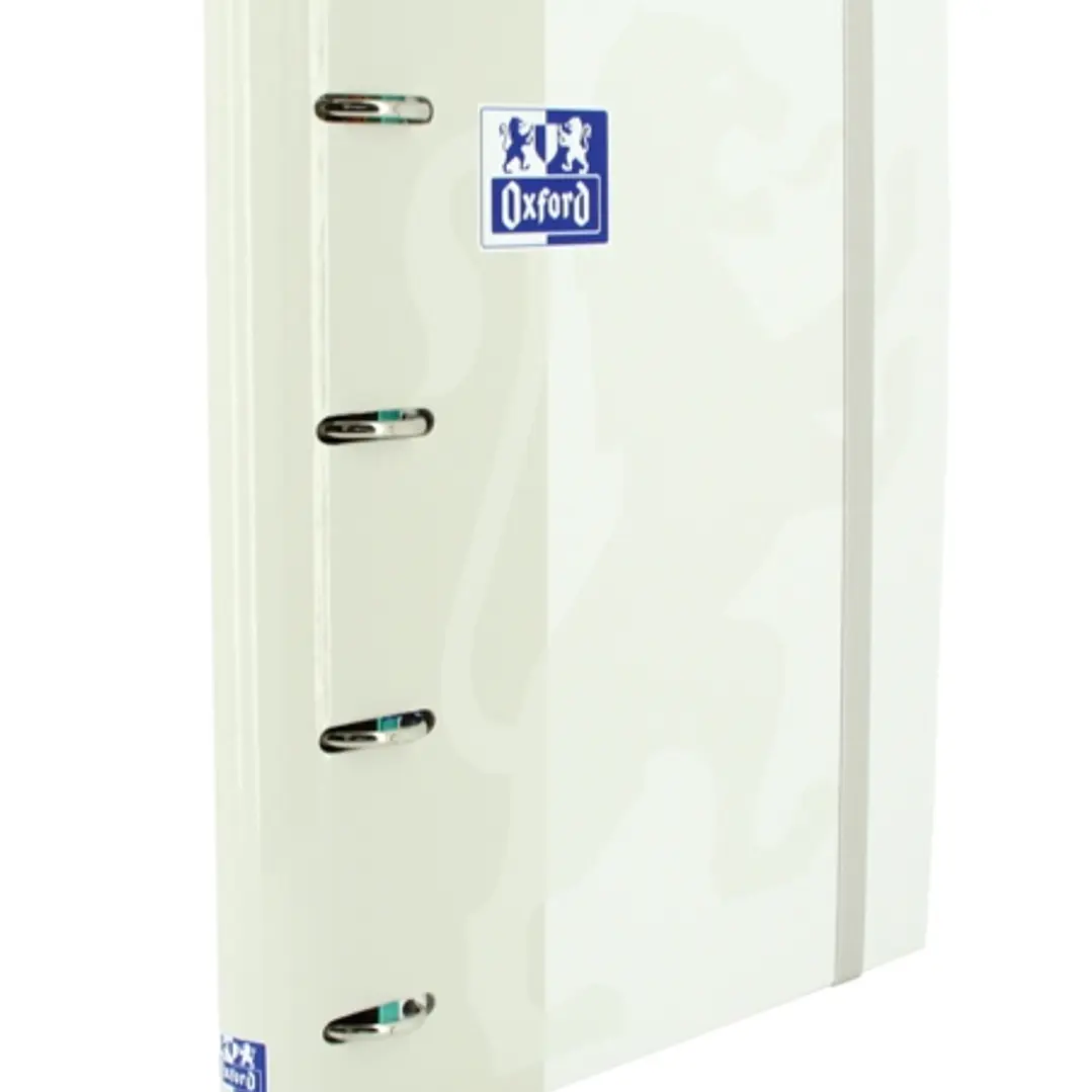 Oxford Europeanbinder Classic A4+ Carpeta de Anillas con Recambio Cuadricula 5x5 - Tapa Extradura - Cierre con Goma Elastica - Color Blanco 1