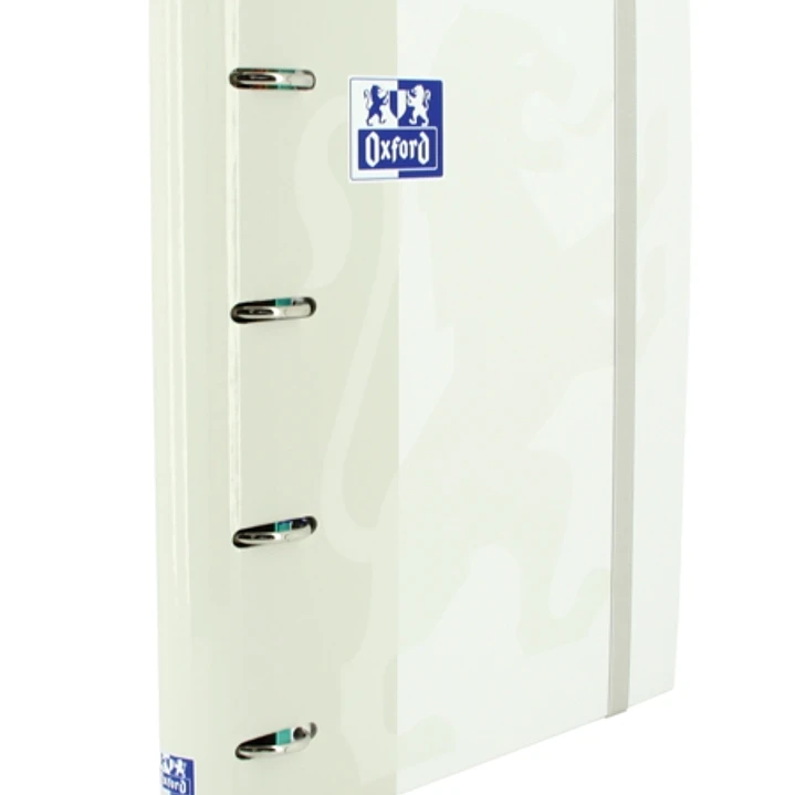 Oxford Europeanbinder Classic A4+ Carpeta de Anillas con Recambio Cuadricula 5x5 - Tapa Extradura - Cierre con Goma Elastica - Color Blanco 1