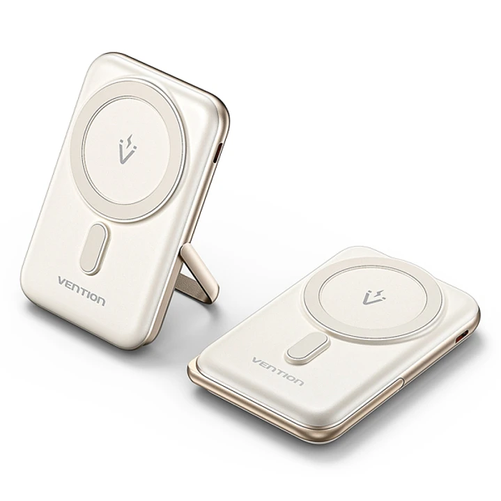 Vention Powerbank Inalambrico Magnetico 10000mAh - USB Tipo-C - Carga Rapida 20W - Entrada Wireless 15W - Material PC+ABS - Color Blanco 1