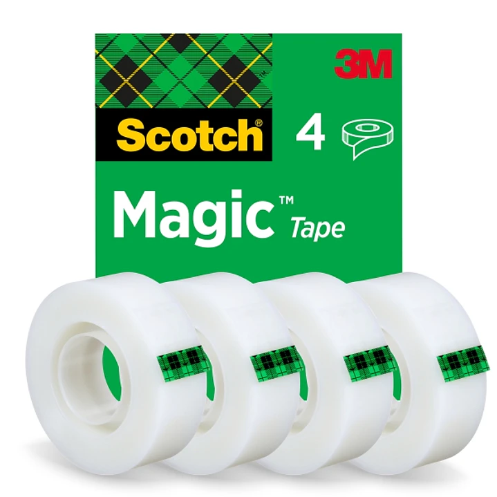 Scotch Magic Pack de 4 Cintas Adhesivas Invisible - 19mm x 33m - Color Transparente 1