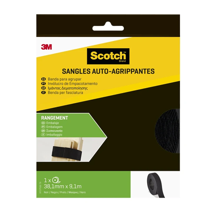 Scotch Tiras Organizadoras de Cable - 38mm x 9m - Reutilizable - Color Negro 1