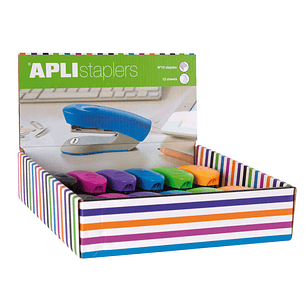 Apli Expositor de Grapadoras Home - Tamaño 92mm - Compatible con Grapas Nº10 - 12 Unidades en Colores Surtidos
