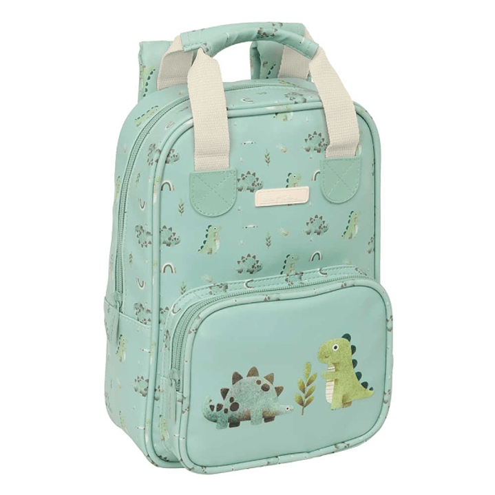 Safta Dinos Mochila Infantil - Bolsillo Frontal - Tarjeta ID - Hombreras Acolchadas - Asa Forrada - 4.5L - 200x80x280mm - Color Menta 1