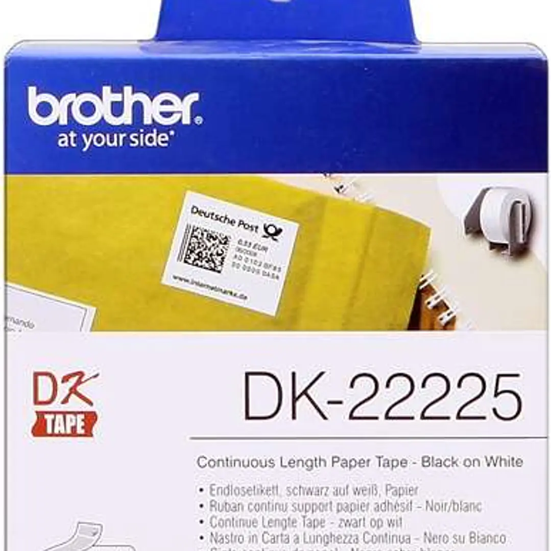 Brother DK22225 - Etiquetas Originales de Tamaño personalizado - Ancho 38mm x 30,48 metros - Texto negro sobre fondo blanco 1