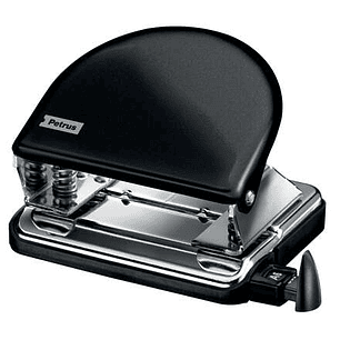 Petrus 52 WOW Taladro Perforador Clasico Metalico - Hasta 20 Hojas - Marcas de Formato - Facil Vaciado - Punzones 5.5mm - Color Negro