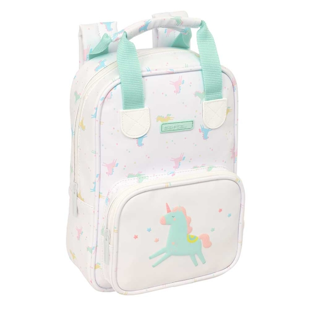 Safta Unicornio Mochila Infantil - Bolsillo Frontal - Tarjeta ID - Hombreras Acolchadas - Asa Forrada - 4.5L - 200x80x280mm - Color Blanco 1