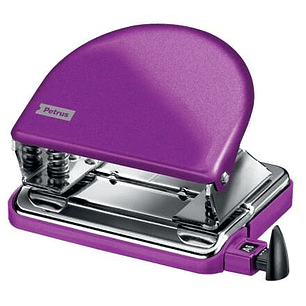 Petrus 52 WOW Taladro Perforador Clasico Metalico - Hasta 20 Hojas - Marcas de Formato - Facil Vaciado - Punzones 5.5mm - Color Violeta