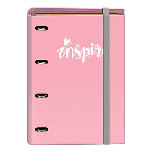 Dohe Serie Pastel Carpeta de 4 Anillas Formato A4 con Recambio de 100 Hojas - 4 Separadores de Colores - Cierre con Goma Elastica - Anillas de 35mm - 