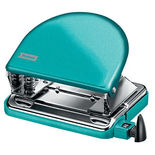Petrus 52 WOW Taladro Perforador Clasico Metalico - Hasta 20 Hojas - Marcas de Formato - Facil Vaciado - Punzones 5.5mm - Color Turquesa