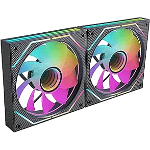 Mars Gaming MF-3DPROX2R Pack de 2 Ventiladores de 120mm - Iluminacion ARGB Infinity Mirror 360º - Silencioso 12dB - Control PWM - Color Negro