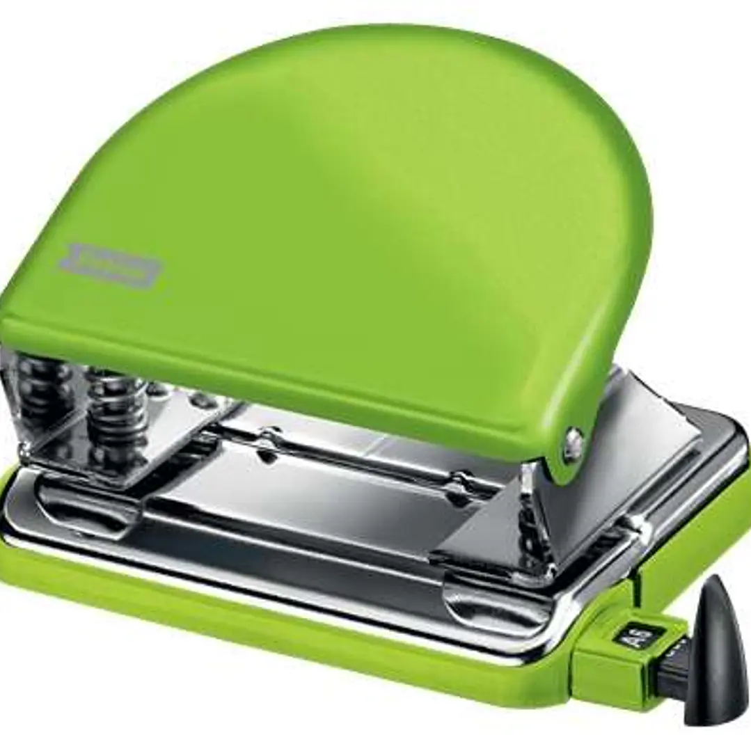 Petrus 52 WOW Taladro Perforador Clasico Metalico - Hasta 20 Hojas - Marcas de Formato - Facil Vaciado - Punzones 5.5mm - Color Verde 1