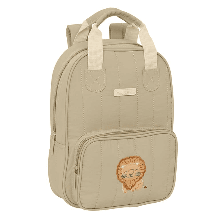 Safta Leon Mochila Infantil - Bolsillo Frontal - Tarjeta ID - Hombreras Acolchadas - Asa Forrada - 4.5L - 200x80x280mm - Color Arena 1