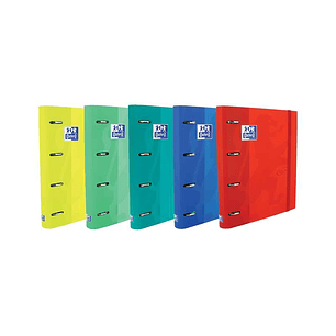 Oxford Europeanbinder Touch Carpeta de 4 Anillas Formato A4+ con Recambio Cuadriculado 5x5mm y 4 Taladros - Tapa Tacto Suave - Cierre con Goma Elastic