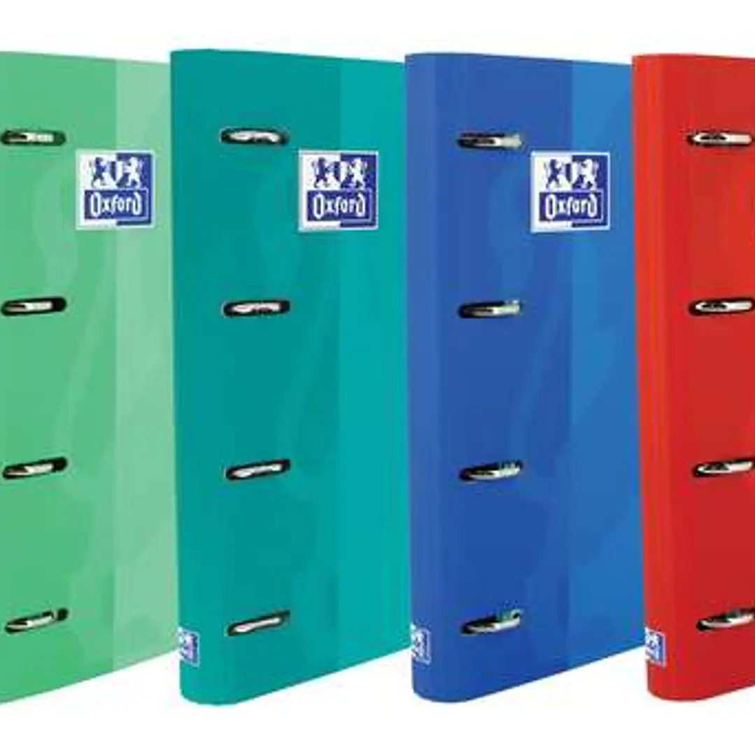 Oxford Europeanbinder Touch Carpeta de 4 Anillas Formato A4+ con Recambio Cuadriculado 5x5mm y 4 Taladros - Tapa Tacto Suave - Cierre con Goma Elastic 1