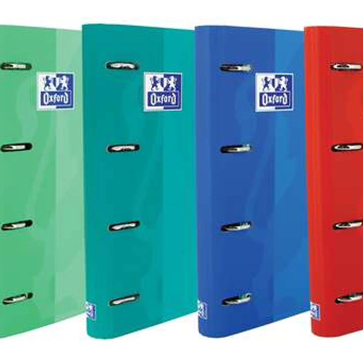 Oxford Europeanbinder Touch Carpeta de 4 Anillas Formato A4+ con Recambio Cuadriculado 5x5mm y 4 Taladros - Tapa Tacto Suave - Cierre con Goma Elastic 1