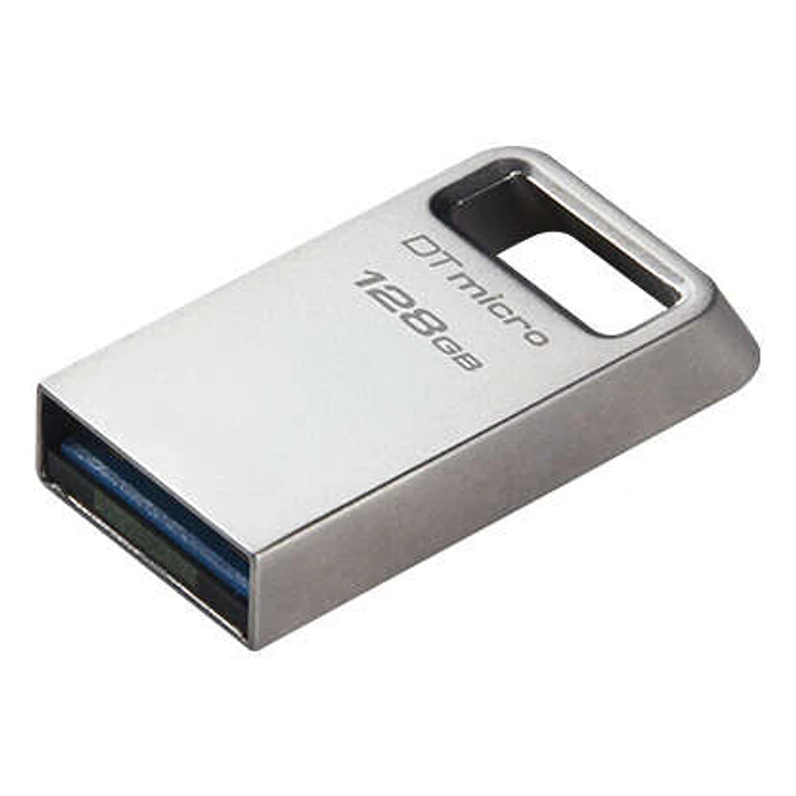 Kingston DataTraveler Micro Memoria USB 128GB - USB 3.2 Gen 1 - Ultracompacta y Ligera - Enganche para Llavero - Cuerpo Metalico (Pendrive) 1
