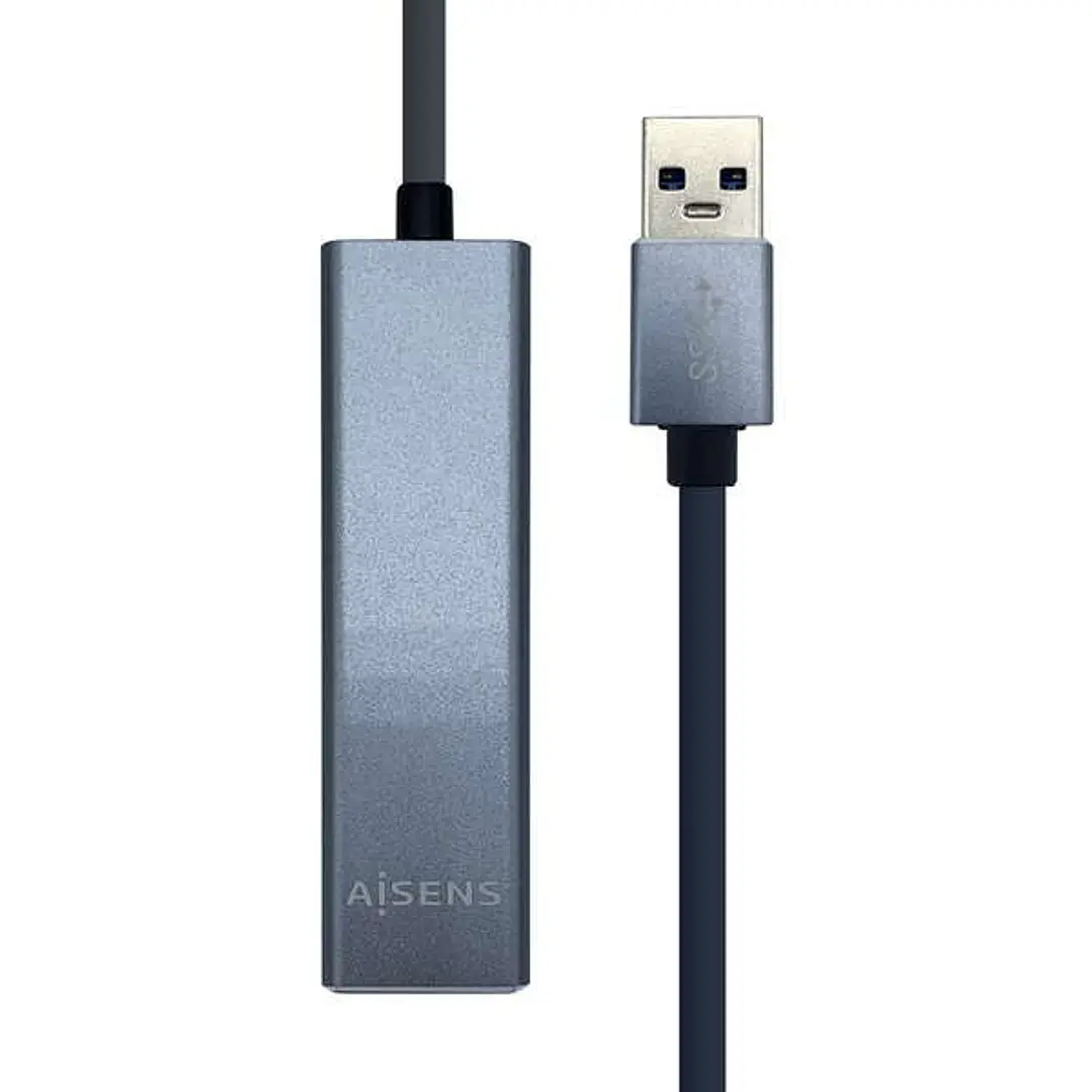 Aisens Conversor USB 3.0 a Ethernet GIGABIT 10/100/1000 MBPS + HUB 3xUSB3.0 - 15cm - Color Gris 1