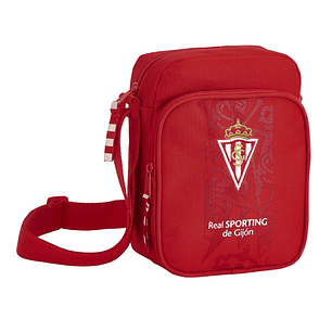 Safta Real Sporting de Gijon Corporativa Bandolera - Cremallera - Bolsillo Frontal - Bandolera Ajustable - Compartimento Trasero con Velcro - 2L - 160