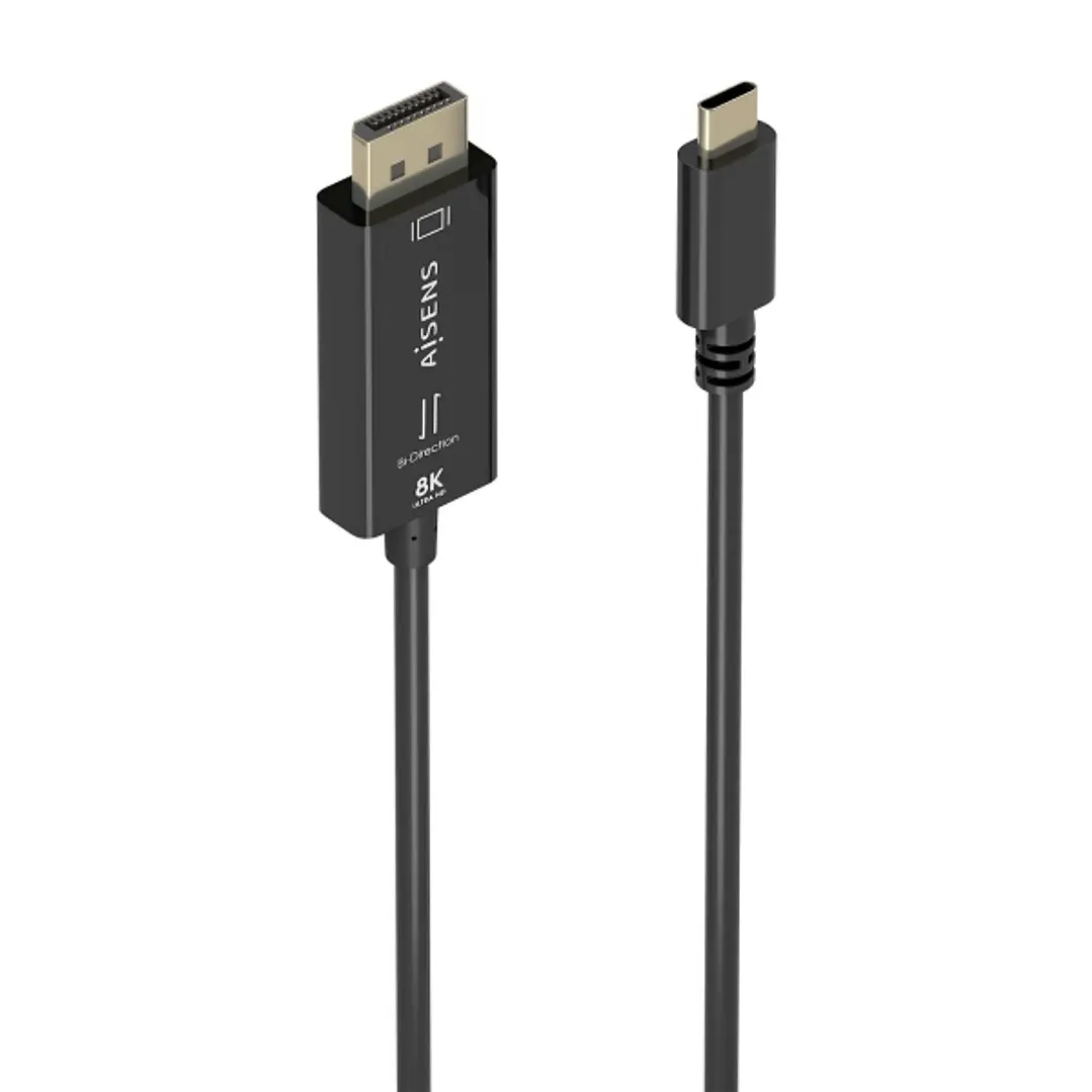 Aisens Cable Conversor Bidireccional USB-C a Displayport 8K@60Hz - USB-C/M-DP/M - 1.8m - Color Negro 1