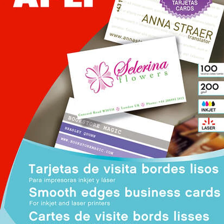 Apli Tarjetas de Visita Cantos Rectos Mate 200g 15 Hojas 1