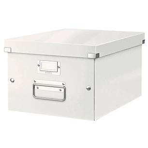 Leitz Click & Store WOW Caja Organizadora Mediana - Asas de Metal - 85% Carton Reciclado - Hasta 9kg de Capacidad - Color Blanco