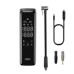 XO CZ017 Inflador de Aire Portatil - Pantalla LCD - 3 Bocas - 12V - Color Negro