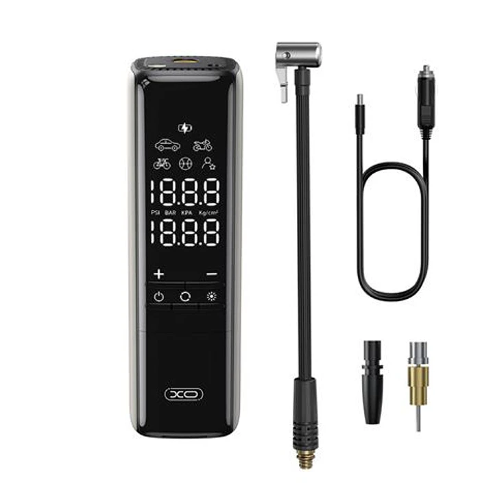 XO CZ017 Inflador de Aire Portatil - Pantalla LCD - 3 Bocas - 12V - Color Negro 1