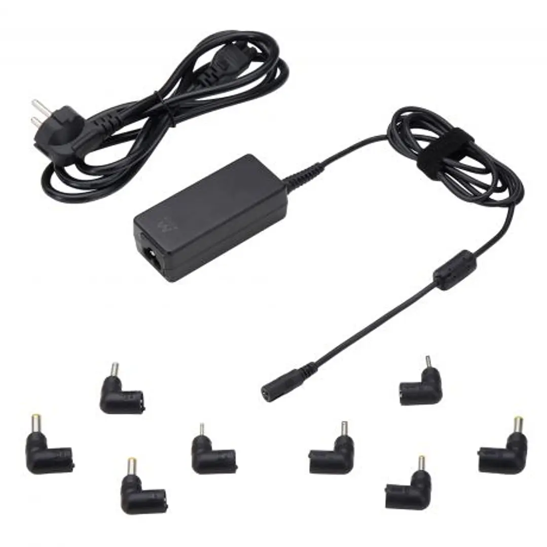 Ewent Cargador Universal para Portatil de 45W - 8 Clavijas Intercambiables - Automatico - Gestion Inteligente de Corriente - Color Negro 1